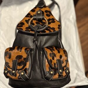 Jones New York Black and Brown Leopard Backpack